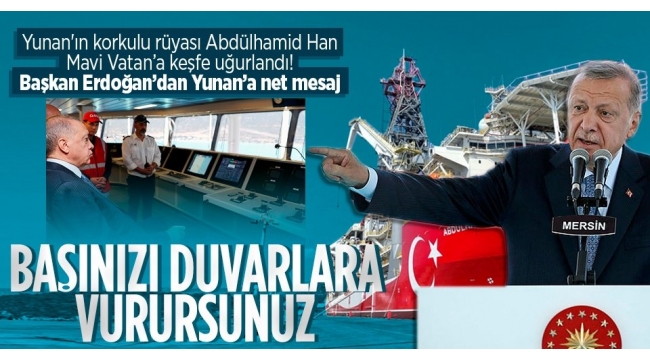 Abdülhamid Han Mavi Vatan'a uğurlandı! Başkan Erdoğan'dan önemli açıklamalar: Yeni sondaj rotamız Akdeniz. 