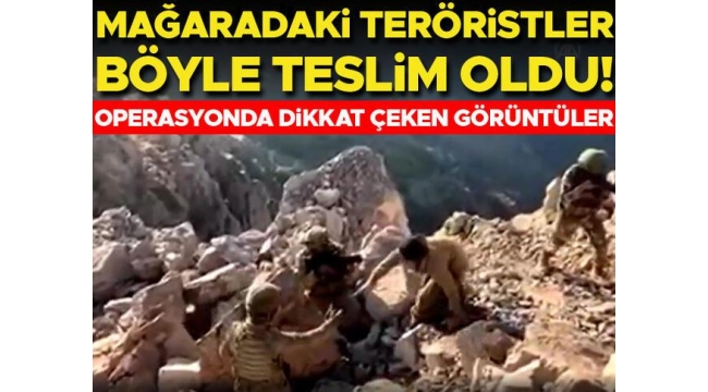 Mehmetçik'ten 1917 rakımlı tepede nokta operasyon: Mağarada saklanan teröristler teslim oldu 