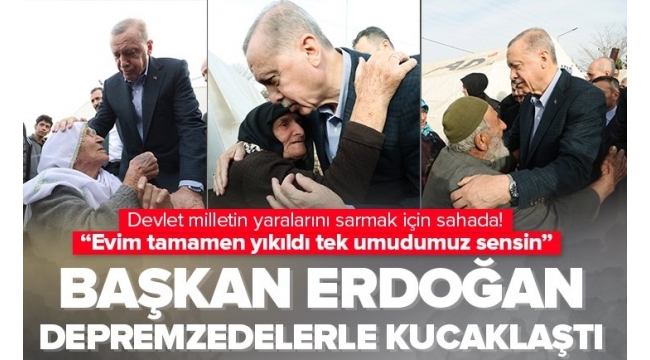 Başkan Recep Tayyip Erdoğan'a Afşin'deki depremzedelerden sevgi seli 