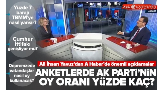Son anket sonuçları belli oldu! AK Parti'nin oy oranı yüzde kaç? Ali İhsan Yavuz A Haber'de açıkladı 