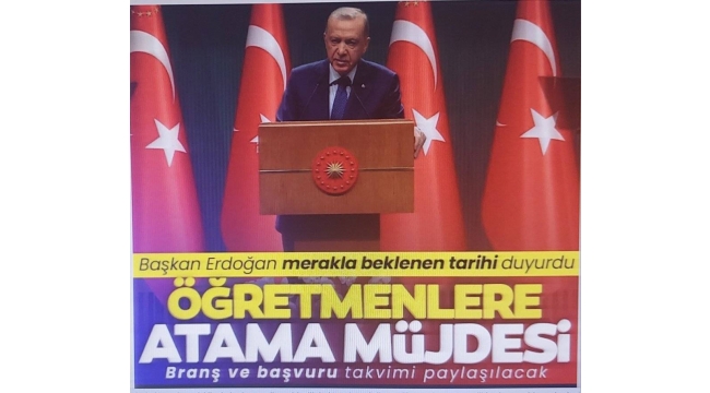 Başkan Erdoğan'dan öğretmenlere atama müjdesi! Yarın branş dağılımı yapılacak 