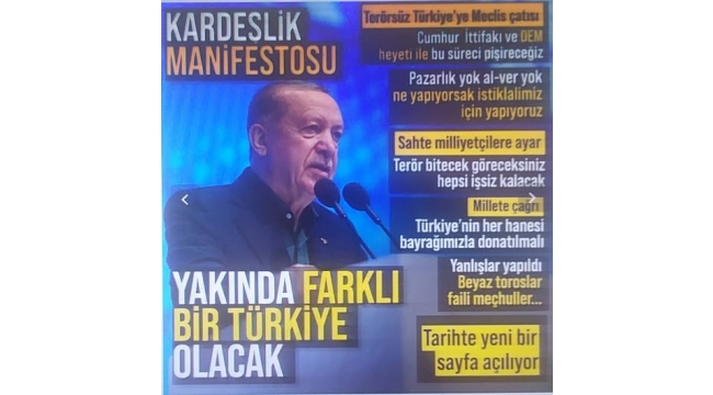Başkan Erdoğan’dan tarihi Terörsüz Türkiye açıklaması: Tarihte yeni bir sayfa açıldı 
